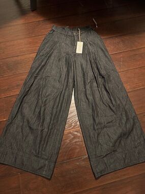 Cleobella Black Denim-Look High Waist Pants
